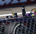 Vettel esulta per la sua prima vittoria nel GP di casa