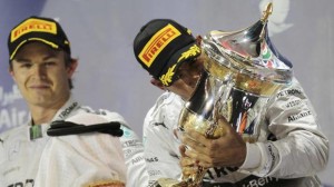 I due piloti Mercedes, felici sul podio