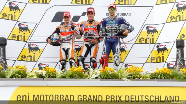 Marquez, Pedrosa e Lorenzo sul podio. Anche in Germania è dominio spagnolo