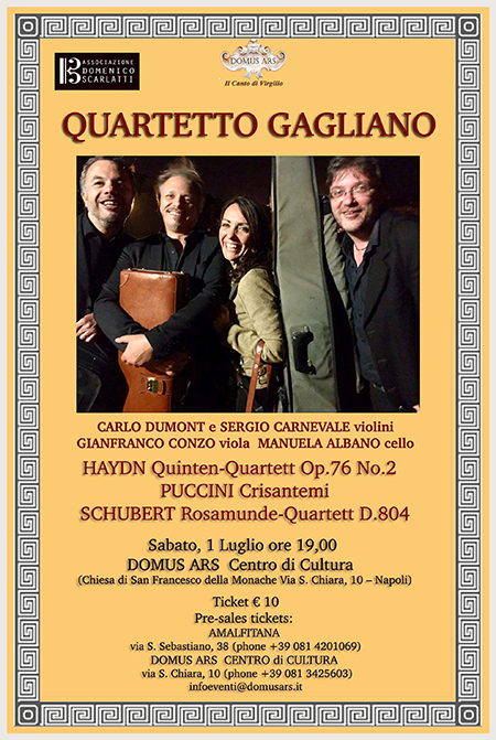 'Quartetto Gagliano' a Domus Ars