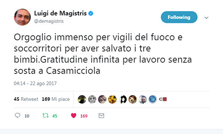 Tweet di Luigi de Magistris