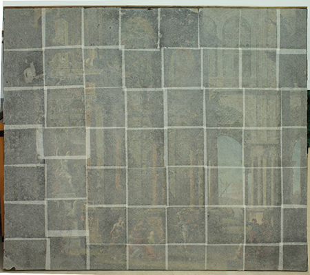 Antonio Joli, Atrio Regio con figure in costume classico, 1766-1772 olio su tela, (155 x 175 cm) Inv. n. 719 [Caserta, 1874]; n. 317 [Caserta, 1905]