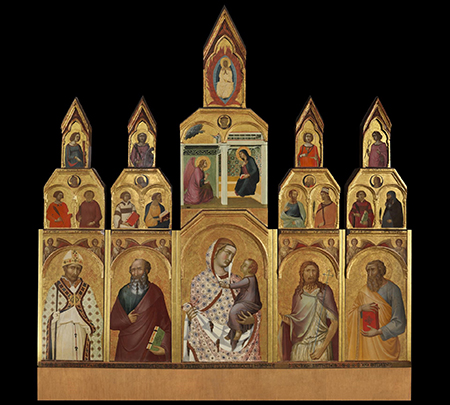 Madonna con Bambino, Santi, Annunciazione e Assunzione di Pietro Lorenzetti