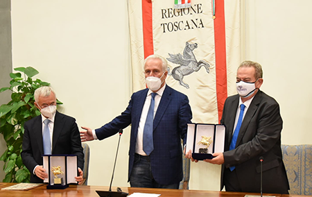 Rino Rappuoli, Eugenio Giani e Fabrizio Landi