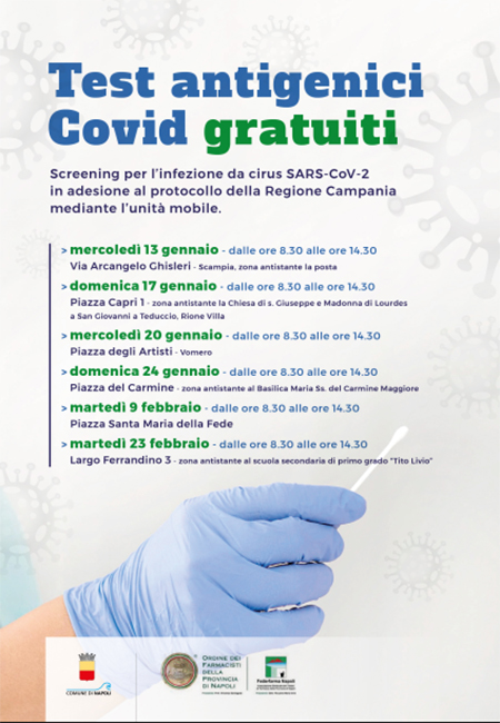 Napoli, test antigenici Covid gratuiti
