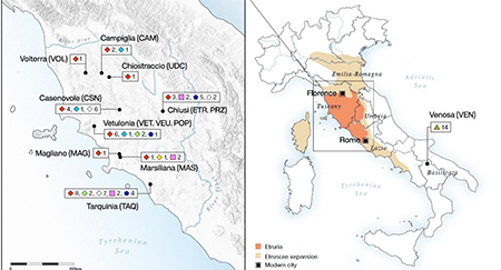 Mappa scavi etruschi