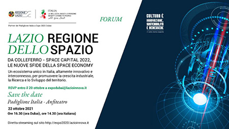 'Forum Lazio, Regione dello Spazio. Da Colleferro Space Capital 2022, le nuove sfide della Space Economy'