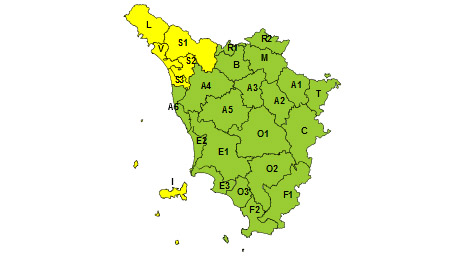 Regione Toscana codice giallo 04/10/2021