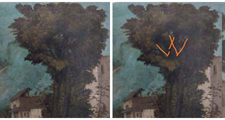 Giorgione, Tempesta. Particolare albero