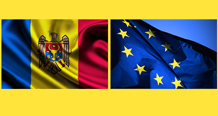 Bandiera Moldavia e bandiera UE