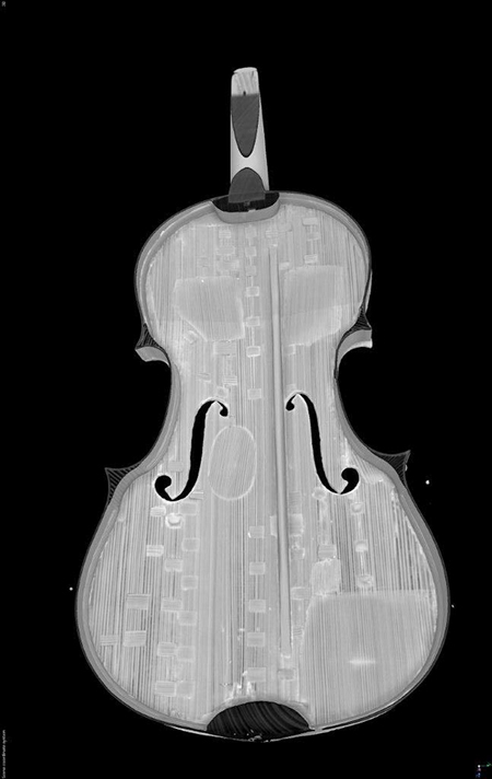 Particolare di scansione tomografica di un violino