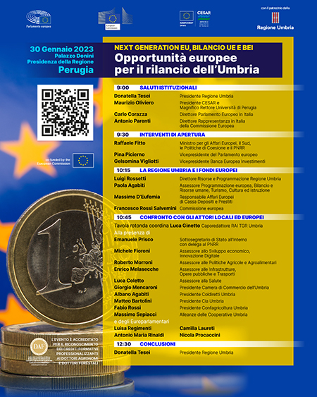 'Next Generation EU, Bilancio UE e BEI: opportunità europee per il rilancio dell'Umbria'